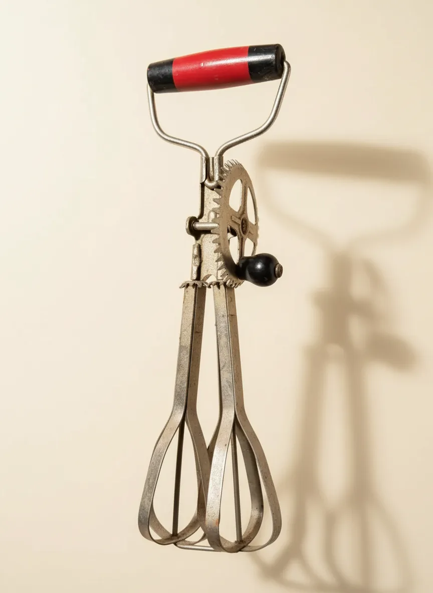 Batidor mecánico con engranajes y mango bicolor