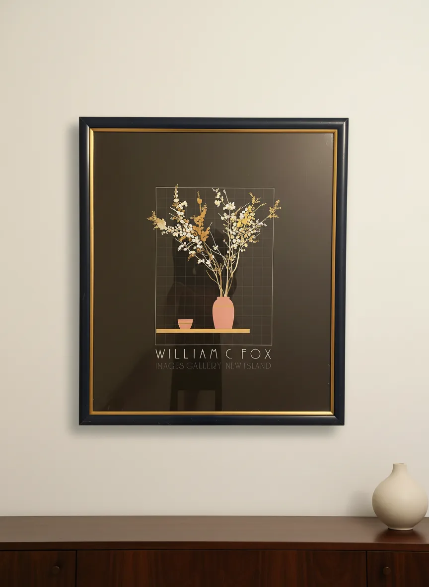 Afiche de galería minimalista con jarrón rosa, enmarcado - 2